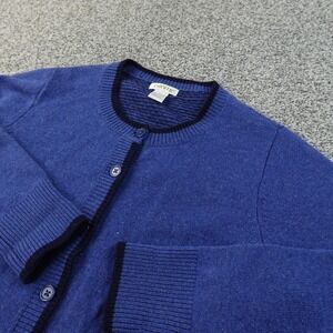 Orvis Cardigan Womens L Blue Lambswool Crewneck Button Front Knit Sweater Warm